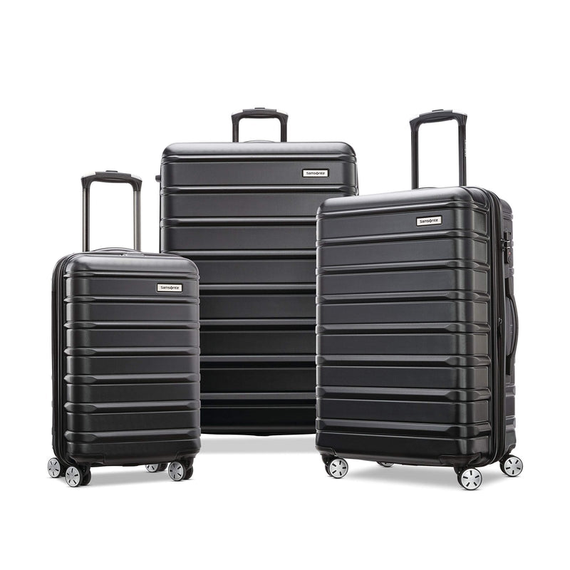 Samsonite Omni 2 Hardside Expandable Luggage with Spinner Wheels, 3 - Piece Set (19/24/28), Midnight Black