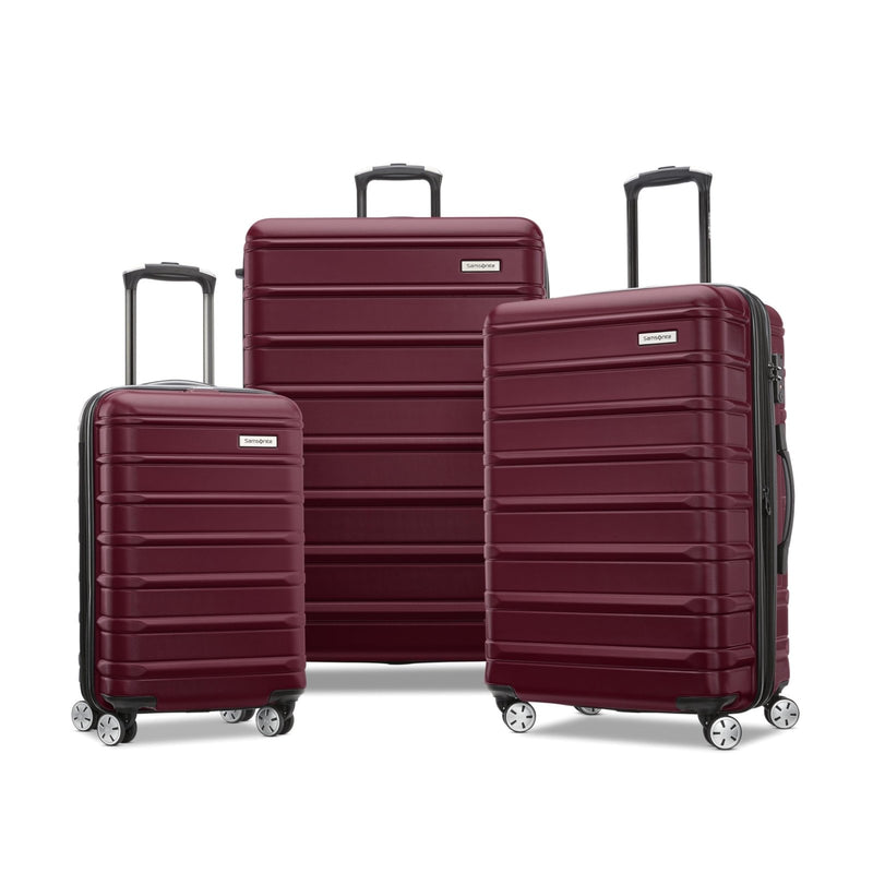 Samsonite Omni 2 Hardside Expandable Luggage with Spinner Wheels, 3 - Piece Set (19/24/28), Natural Merlot