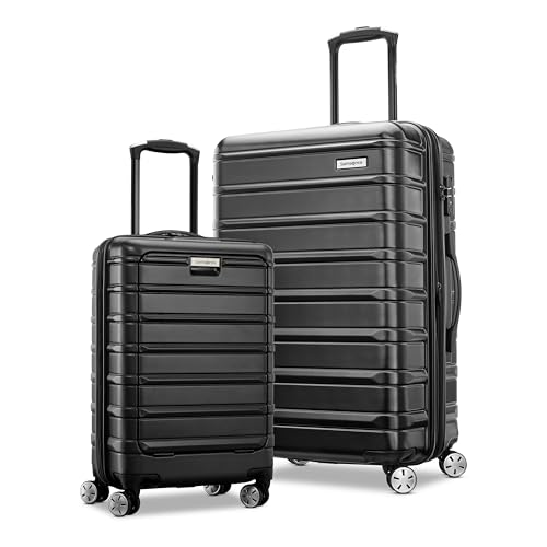 Samsonite Omni 2 Hardside Expandable Luggage with Spinner Wheels, PRO 2PC SET (CO/M), Midnight Black
