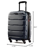 Samsonite Omni PC Hardside Expandable Luggage with Spinner Wheels, Navy, Checked-Medium 24-Inch