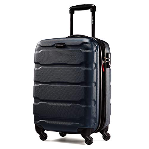Samsonite Omni PC Hardside Expandable Luggage with Spinner Wheels, Navy, Checked-Medium 24-Inch | Backpacks4Less