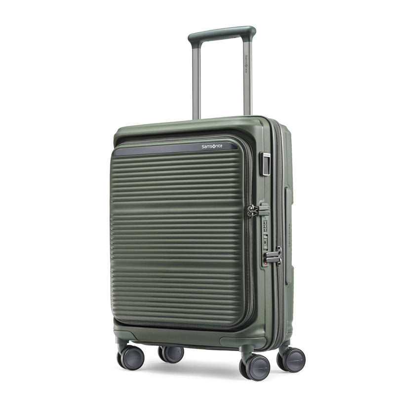 Samsonite Paralux Global Carry - On Luggage - Innovative Design - Quick Access Front Pocket - Dual Suspension Wheel Technology - TSA Lock - Expandable - Includes Removable Packing Cubes - Olive