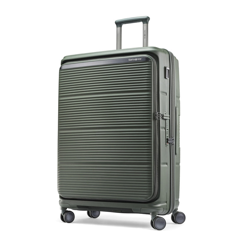 Samsonite Paralux Large Checked Luggage - Innovative Design - Quick Access Front Pocket - Dual Suspension Wheel Technology - TSA Lock - Expandable - Includes Removable Packing Cubes - Olive