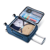 Samsonite Solyte DLX Softside Expandable Luggage with Spinner Wheels, Mediterranean Blue, Checked - Medium 25 - Inch
