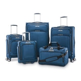 Samsonite Solyte DLX Softside Expandable Luggage with Spinner Wheels, Mediterranean Blue, Checked - Medium 25 - Inch