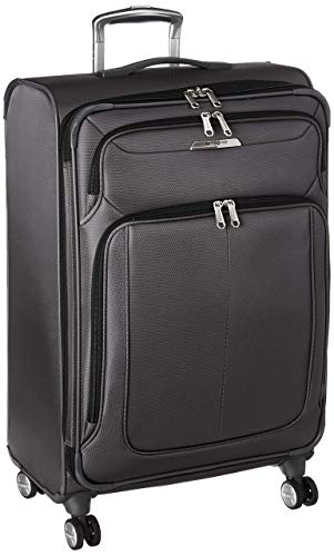 Samsonite Solyte DLX Softside Expandable Luggage with Spinner Wheels, Mineral Grey, Checked-Medium 25-Inch | Backpacks4Less