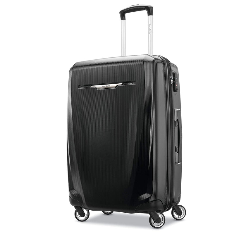 Samsonite Winfield 3 DLX Hardside Expandable Luggage with Spinners, Black, Checked - Medium 25 - Inch