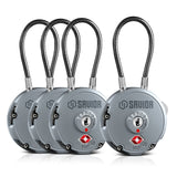Savior Equipment Quality TSA - Approved 3 - Digit Combination Cable Travel Luggage Locks for Rifle Bag Firearm Gun Case Accessories Ammo Boxes Outdoor Storage, SW Gray, 4 - Pack