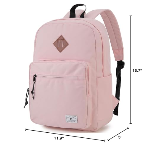 School Backpack,VONXURY Unisex Classic Lightweight Water Resistant Causal Daypack for Teens Boys Girls(Pink)