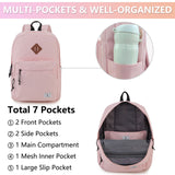 School Backpack,VONXURY Unisex Classic Lightweight Water Resistant Causal Daypack for Teens Boys Girls(Pink)
