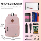 School Backpack,VONXURY Unisex Classic Lightweight Water Resistant Causal Daypack for Teens Boys Girls(Pink)