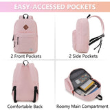 School Backpack,VONXURY Unisex Classic Lightweight Water Resistant Causal Daypack for Teens Boys Girls(Pink)