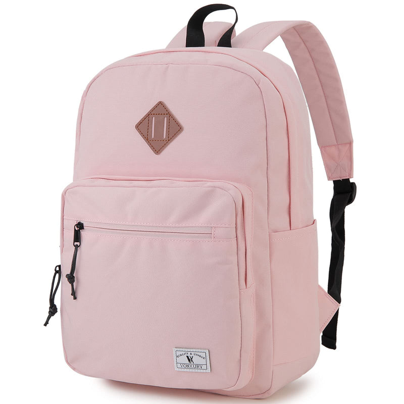School Backpack,VONXURY Unisex Classic Lightweight Water Resistant Causal Daypack for Teens Boys Girls(Pink)
