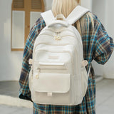 School Cute Aesthetic Backpack Girls Backpack for Students Kids Teen Girls Large Capacity Bookbags College Backpacks Laptop Lightweight Bookbag Casual Travel Daypacks School Bag（White）