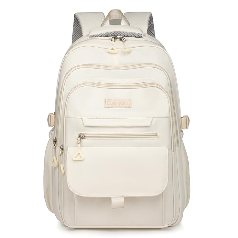 School Cute Aesthetic Backpack Girls Backpack for Students Kids Teen Girls Large Capacity Bookbags College Backpacks Laptop Lightweight Bookbag Casual Travel Daypacks School Bag（White）