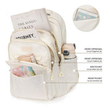 School Cute Aesthetic Backpack Girls Backpack for Students Kids Teen Girls Large Capacity Bookbags College Backpacks Laptop Lightweight Bookbag Casual Travel Daypacks School Bag（White）