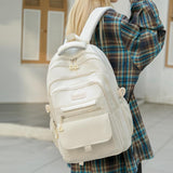 School Cute Aesthetic Backpack Girls Backpack for Students Kids Teen Girls Large Capacity Bookbags College Backpacks Laptop Lightweight Bookbag Casual Travel Daypacks School Bag（White）