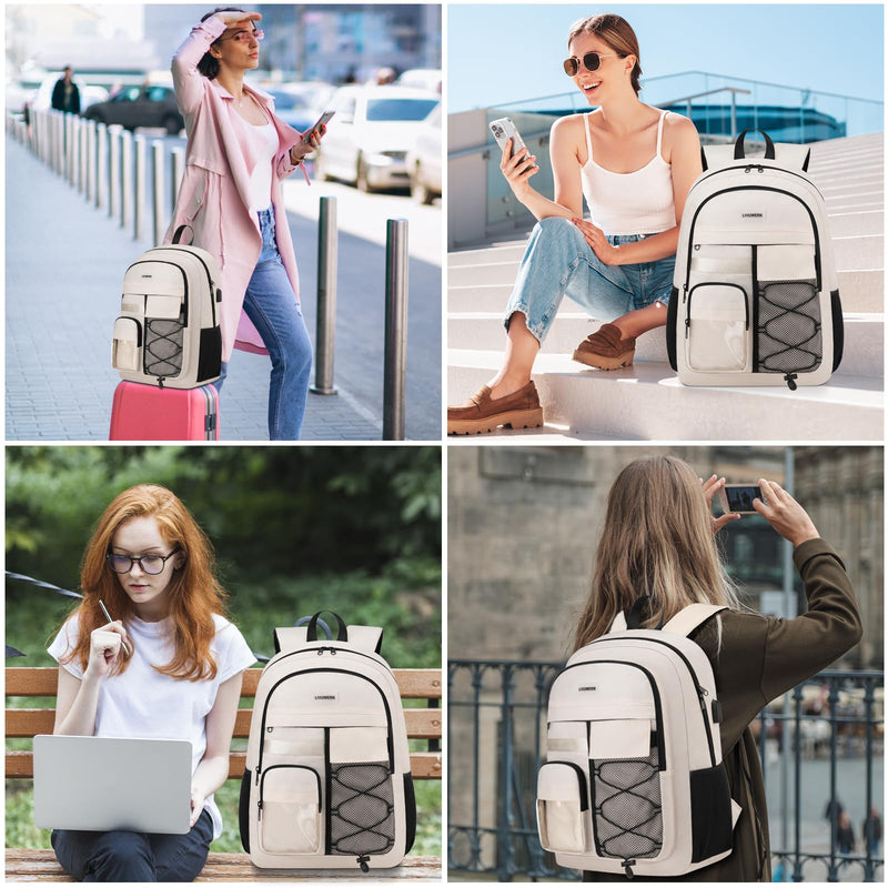 School Laptop Backpack Teens Bookbag: 15.6 Inch Middle High School Backpacks Casual College Back Pack with USB Charging Port Waterproof Travel Book Bag Cute Students Daypack for Kids Girls Boys Women