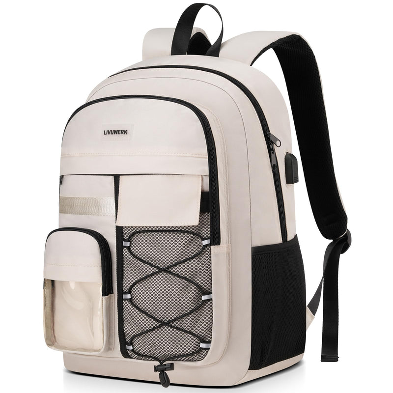 School Laptop Backpack Teens Bookbag: 15.6 Inch Middle High School Backpacks Casual College Back Pack with USB Charging Port Waterproof Travel Book Bag Cute Students Daypack for Kids Girls Boys Women