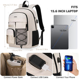 School Laptop Backpack Teens Bookbag: 15.6 Inch Middle High School Backpacks Casual College Back Pack with USB Charging Port Waterproof Travel Book Bag Cute Students Daypack for Kids Girls Boys Women