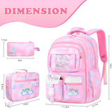 Schxuw 3PCS SET kids backpacks for girls, bookbag for girls backpack with lunch box Pencil Pouch Set back to school supplies for Kid, School backpack for girl Elementary School Student(PINK)