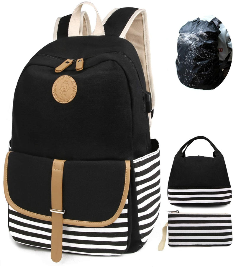 SCIONE Backpacks for Women Teen Girls,Large Capacity BookBag with USB Charger Port,Canvas Backpack - Back School Gift for Girls