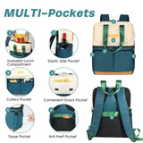 Scothen Backpack Cooler with Double Decker & 12 Ice Packs - Keeps 36 Cans Cold for Up to 8 Hours - Waterproof & Leak Proof Insulated Cooler Backpack - Stylish Cooler Bookbag for Women Travel Work Beach