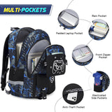 Scothen Boys Backpack, Cool Luminous School Backpacks for Boys with Lunch Bag Pencil Case, Kids Backpack Kindergarten Elementary Middle School Book Bags for Teen Boy Children with USB Charging Port