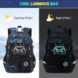 Scothen Boys Backpack, Cool Luminous School Backpacks for Boys with Lunch Bag Pencil Case, Kids Backpack Kindergarten Elementary Middle School Book Bags for Teen Boy Children with USB Charging Port