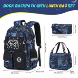 Scothen Boys Backpack, Cool Luminous School Backpacks for Boys with Lunch Bag Pencil Case, Kids Backpack Kindergarten Elementary Middle School Book Bags for Teen Boy Children with USB Charging Port