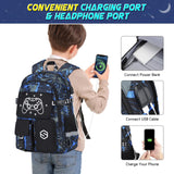 Scothen Boys Backpack, Cool Luminous School Backpacks for Boys with Lunch Bag Pencil Case, Kids Backpack Kindergarten Elementary Middle School Book Bags for Teen Boy Children with USB Charging Port