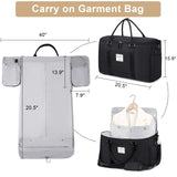 Scothen Convertible Travel Garment Bag,Carry On Garment Duffle Bag with Toiletry and Shoe bag,Garment Bags for Travel,2 in 1 Hanging Dress Suitcase Suit Travel Bags for Women with USB Charging Port