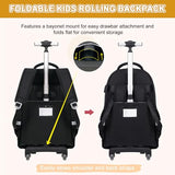 Scothen Rolling Backpack for Girls, Girls Backpack Set with Lunch Box & Pencil Pouch for Teen Girl Kids Children Elementary Middle School, Bookbag Daypack Laptop Travel Backpack with Wheels (Black)