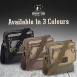 SCRUFFY DOG Canvas Messenger Bag for Men and Women with Adjustable Strap - Crossbody Satchel Small 11 inch, Khaki