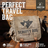 SCRUFFY DOG Vintage Messenger Bag for Men & Women – Stone - Washed Canvas Crossbody Bag Shoulder Satchel, Fits 15.6” Laptop, Adjustable Cross Body Strap