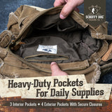 SCRUFFY DOG Vintage Messenger Bag for Men & Women – Stone - Washed Canvas Crossbody Bag Shoulder Satchel, Fits 15.6” Laptop, Adjustable Cross Body Strap
