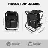 SDLDEER Folding Camping Chair Stool Backpack with Cooler Insulated Picnic Bag, Portable Hunting Fishing Multifunction Chair for Outdoors Hiking Hunting Travel (Black)