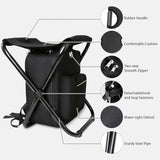 SDLDEER Folding Camping Chair Stool Backpack with Cooler Insulated Picnic Bag, Portable Hunting Fishing Multifunction Chair for Outdoors Hiking Hunting Travel (Black)
