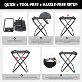 SDLDEER Folding Camping Chair Stool Backpack with Cooler Insulated Picnic Bag, Portable Hunting Fishing Multifunction Chair for Outdoors Hiking Hunting Travel (Black)