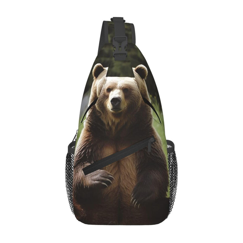 SDTYKHJ Crossbody Bag Sling Backpack Hi Bear Sit on the Lawn Travel Hiking Chest Bag Daypack for Women Men