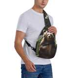 SDTYKHJ Crossbody Bag Sling Backpack Hi Bear Sit on the Lawn Travel Hiking Chest Bag Daypack for Women Men