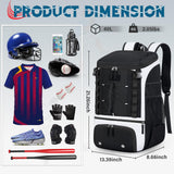 SDYSM Baseball Bag Lightweight Softball Bags for Adults Youth 40L Large Baseball Backpack with Shoe Compartment, Helmet Holder, Fence Hook Waterproof Softball Bats Bag for T - Ball & Softball Equipment