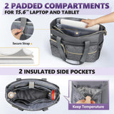 SDYSM Teacher Tote Bag 15.6 inch Laptop Bag Work Bags for Women Nurse Tote Professional Computer Messenger Shoulder Bags Laptop Briefcase for Office, College, Nursing, Grey