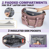 SDYSM Teacher Tote Bag 15.6 inch Laptop Bag Work Bags for Women Nurse Tote Professional Computer Messenger Shoulder Bags Laptop Briefcase for Office, College, Nursing, Dusty Pink