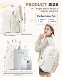 SEAFEW Beige School Backpack for Girls Women Waterproof High School Book Bag Cute Backpack for Men Teens Boys, Lightweight Simple Middle School Back Pack Daypack