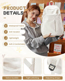 SEAFEW Beige School Backpack for Girls Women Waterproof High School Book Bag Cute Backpack for Men Teens Boys, Lightweight Simple Middle School Back Pack Daypack