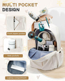SEAFEW Beige School Backpack for Girls Women Waterproof High School Book Bag Cute Backpack for Men Teens Boys, Lightweight Simple Middle School Back Pack Daypack