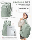 SEAFEW Green Backpack for Girls Women Waterproof High School Book Bag Cute Backpack for Men Teens Boys, Lightweight Simple Middle School Back Pack Daypack