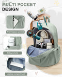 SEAFEW Green Backpack for Girls Women Waterproof High School Book Bag Cute Backpack for Men Teens Boys, Lightweight Simple Middle School Back Pack Daypack