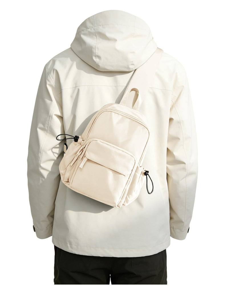SEAFEW Sling Crossbody Bag for Men Women, Tactical Backpack Shoulder Daypack Mini Anti - Theft Motorcycle Chest Bags, Small One Strap Backpack for Casual Travel Hiking Outdoor Sports Off White